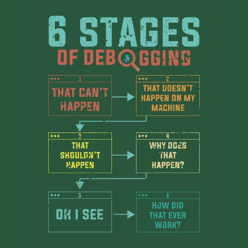 Programmierer 6 Stages of debugging