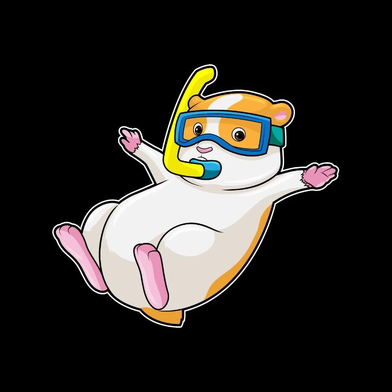 Hamsters diving with snorkel