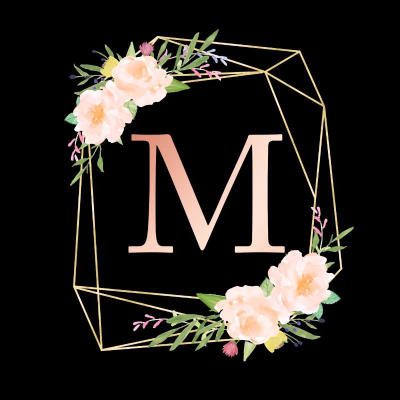 Customizable Monogram M Floral Peach