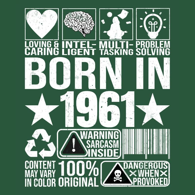 Born In 1961 Content Warning Label Barcode