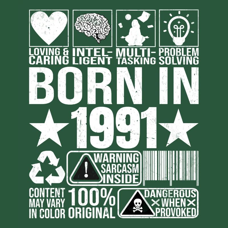 Né en 1991 Content Warning Label Code à barres
