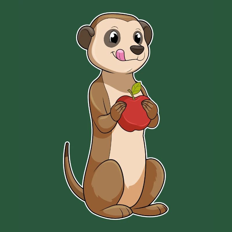 Erdmännchen mit Apfel