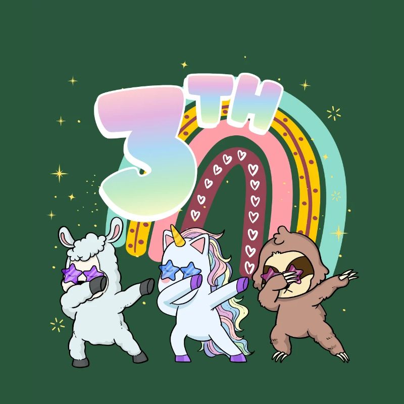 3rd Birthday Dabbing Llama Unicorn Sloth | 3rd