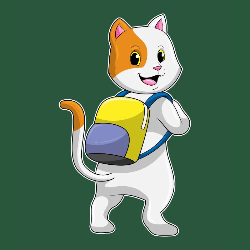 Cat as a hiker with backpack