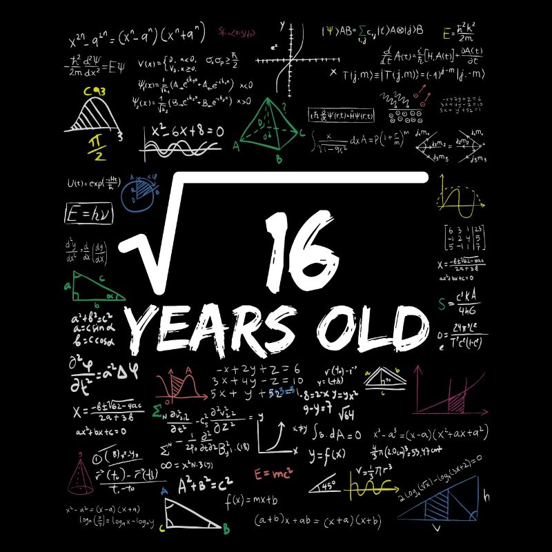 Square Root of 16 4TH Funny Math Birthday