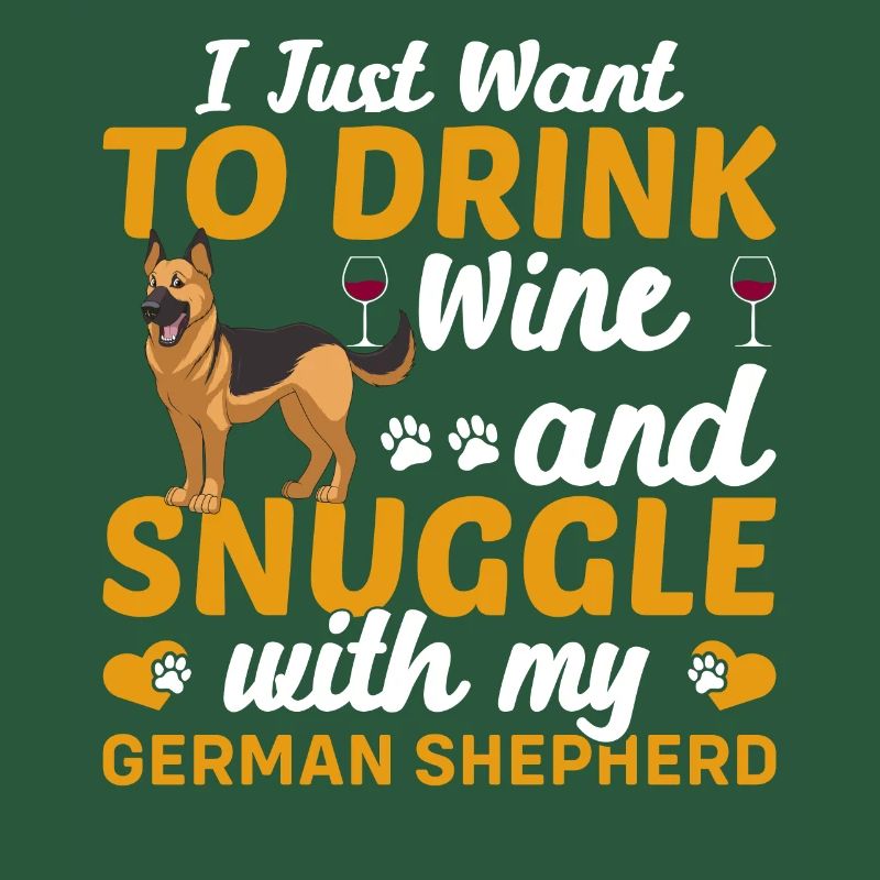 Drink wine Cuddling with German Shepherd