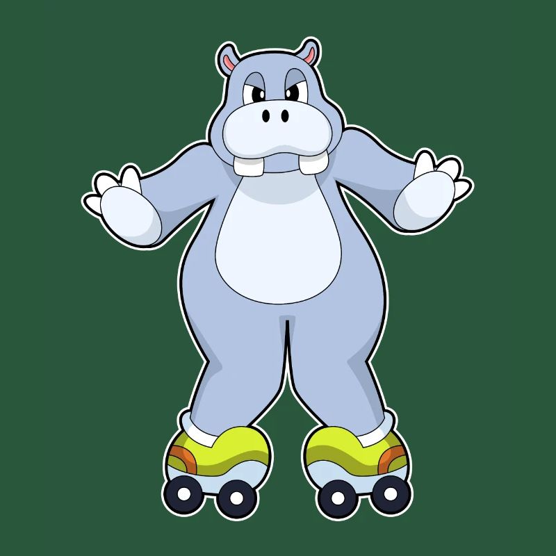 Nilpferd mit Rollschuhe