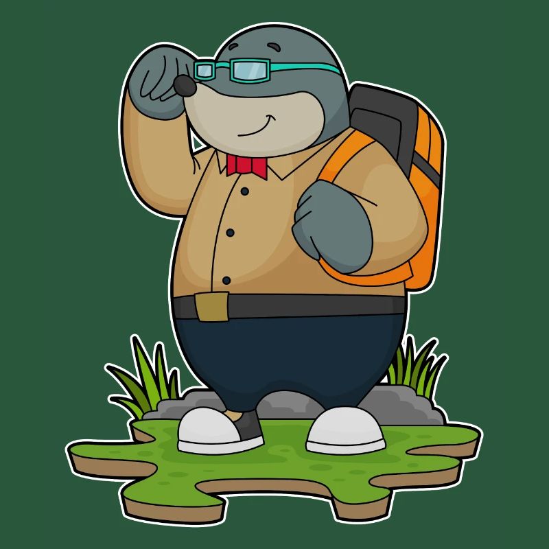 Mole as a hiker with backpack