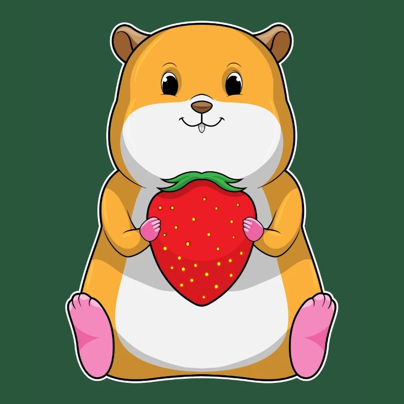 Hamster mit Erdbeere