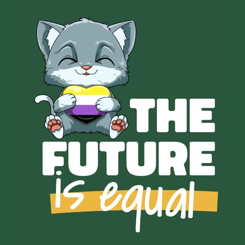 Kawaii Nonbinary Stolz Katze - Non Binary Herz