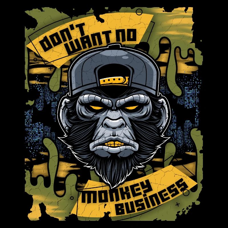 Affe, Monkey-Affe, lustiger Spruch Monkey-Business