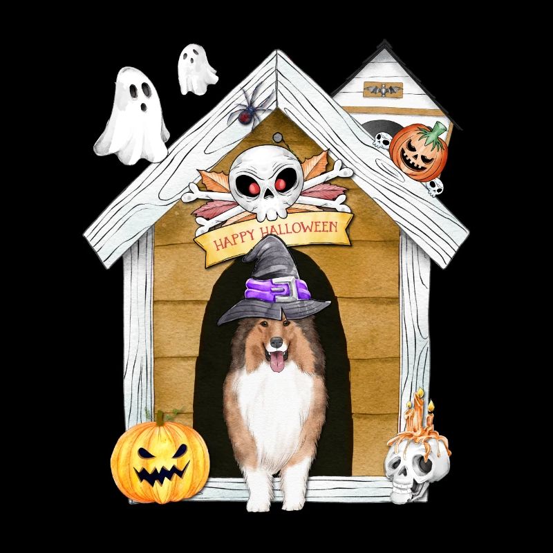 Halloween Shetland Schäferhund Hund Hexe