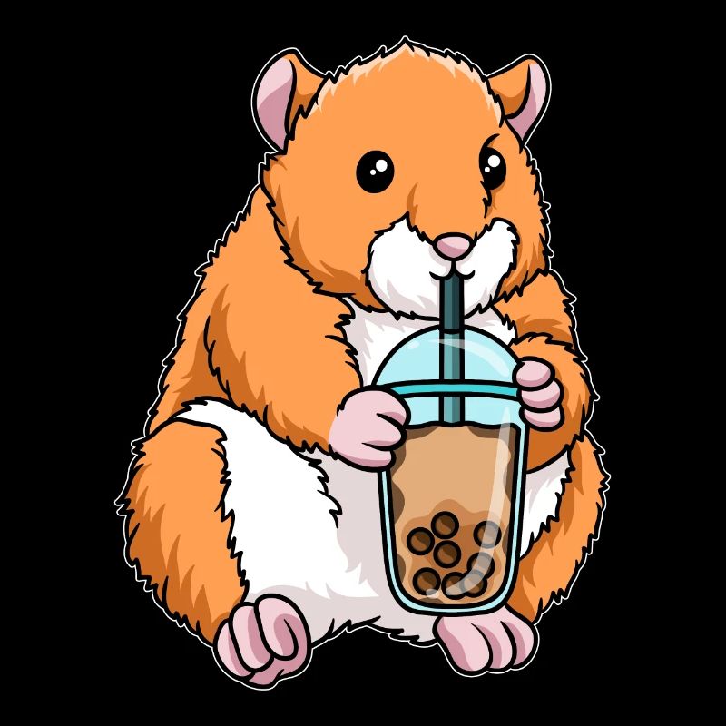 Hamster drinks bubble tea