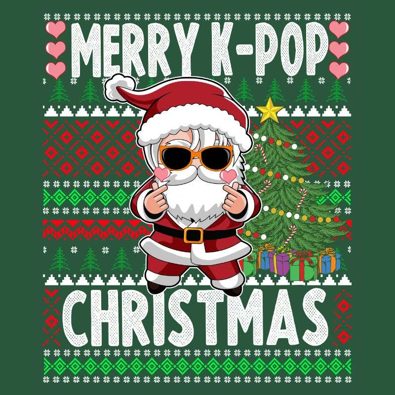 Hässlicher Weihnachtspullover Design K-Pop Weihnachtsmann