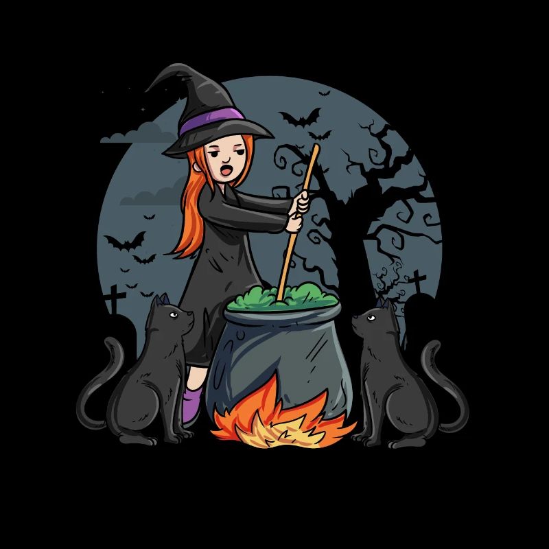 Witch with kettle