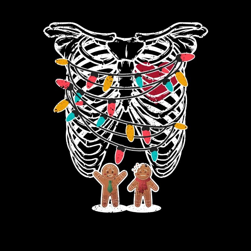 Skeleton Heart Rib Cage X-Ray Gingerbread Christmas