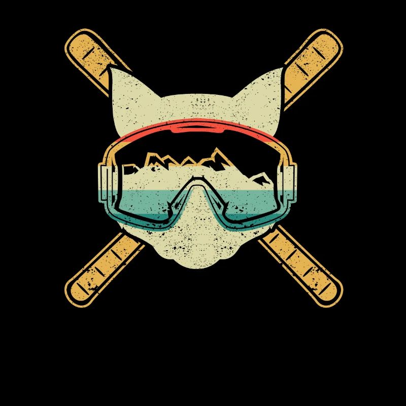 Ski Cat Skiing Goggles Kitten Skier Katz