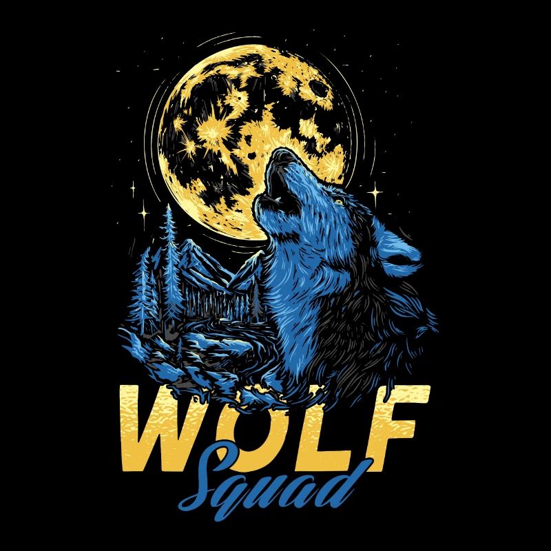 Wolf Squad Ein Wolf Geht Zurück Und Heult Den Mond