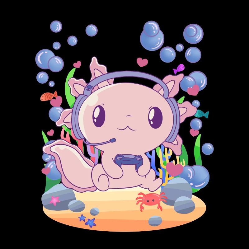 Axolotl zockt unter Wasser