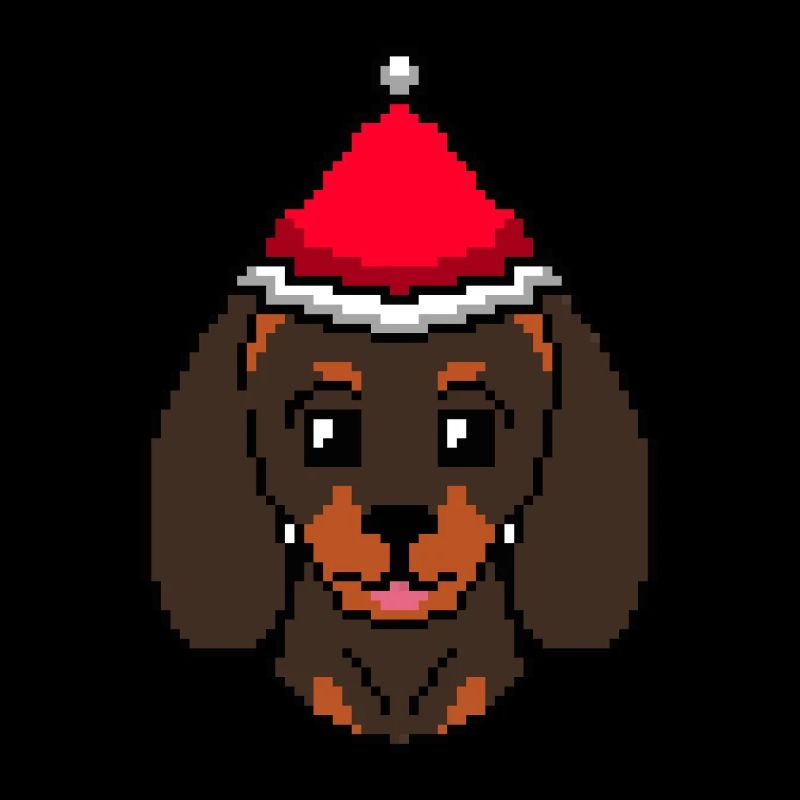 Teckel de Noël pixélisé - Drôle de teckel de Noël