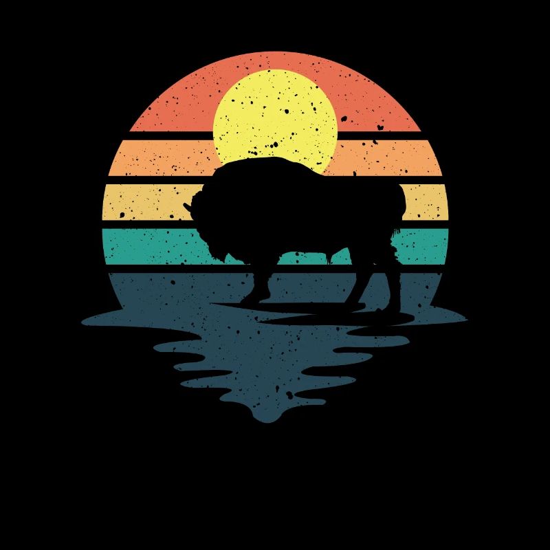Rétro Vache Bison Buffle d’eau Buffle Silhouette