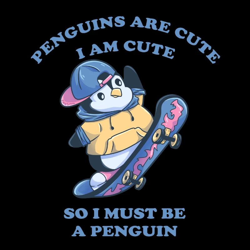 Skater Pinguin cool Skateboard Junge