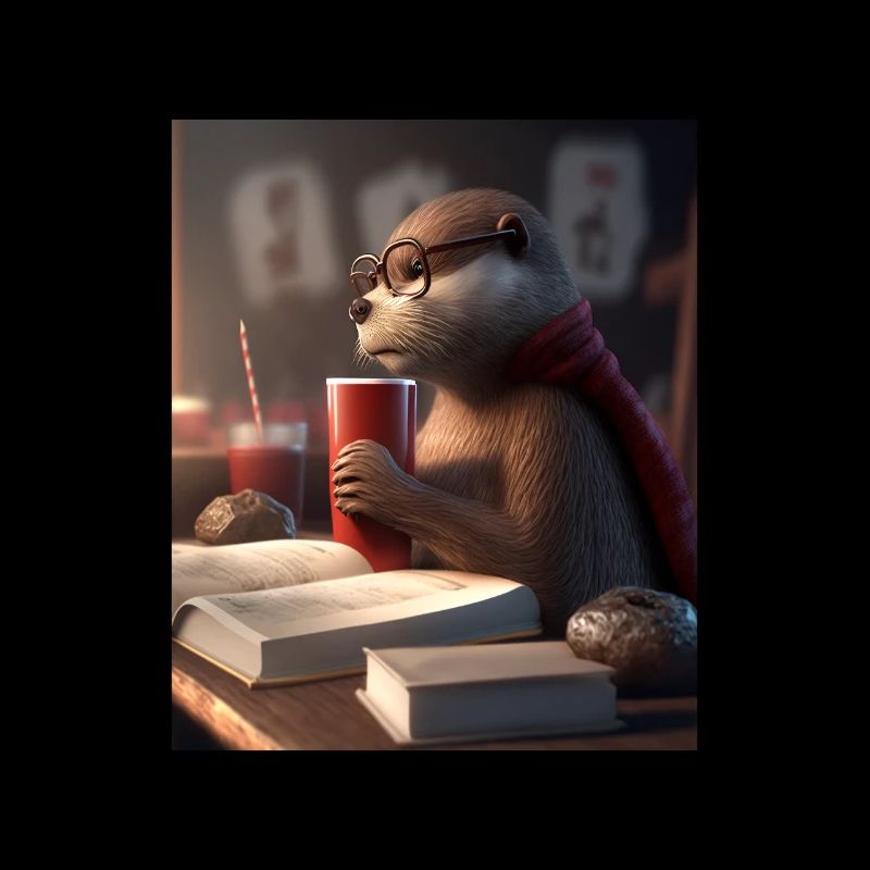 Otter Lovers Nerd Otter Drinking Coffee