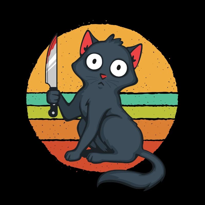 Verrückte Katze mit Messer
