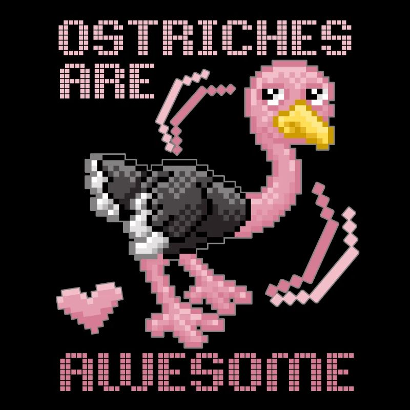 Strauß, Vogel Strauß lustiger Spruch Pixel-Strauss