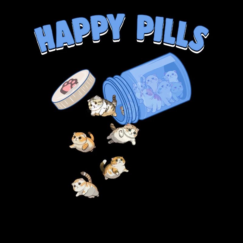 Happy Pills Scottish Fold Cat Funny Kitten Lover