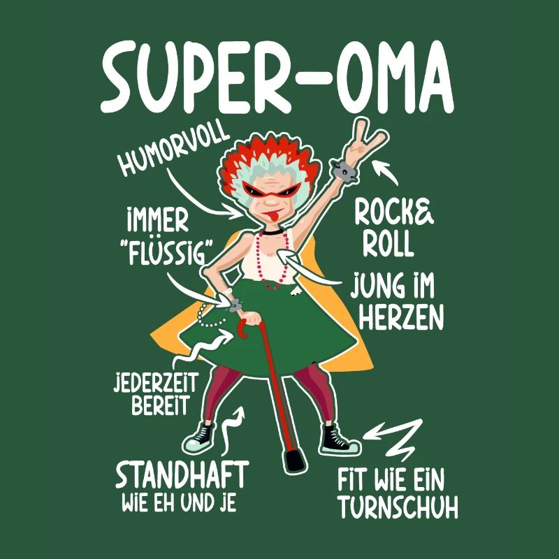 Anatomie eines Super Oma Großmutter Omi