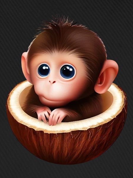 Monkey in a coconut