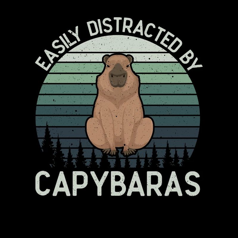 Retro Easily Distracted by Capybaras Capybara