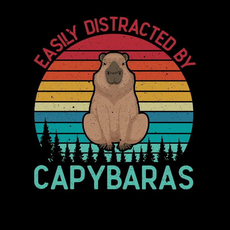 Retro Easily Distracted by Capybaras Capybara