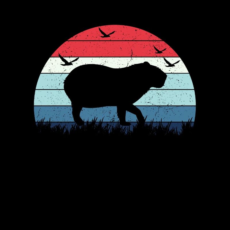 Retro Capybara Silhoutte - Capybaras