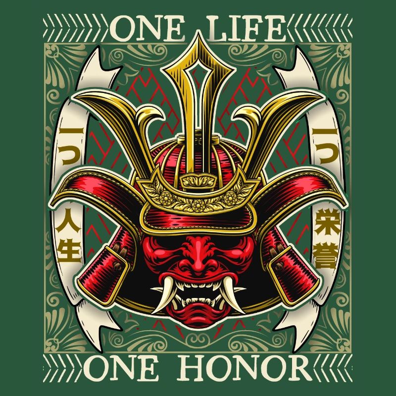 Japanischer Samurai Dämon, Samurai Krieger, Spruch