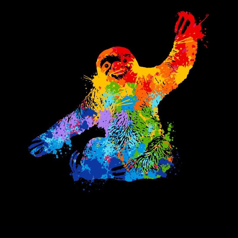 Color Splash Sloth Colorful Sloth