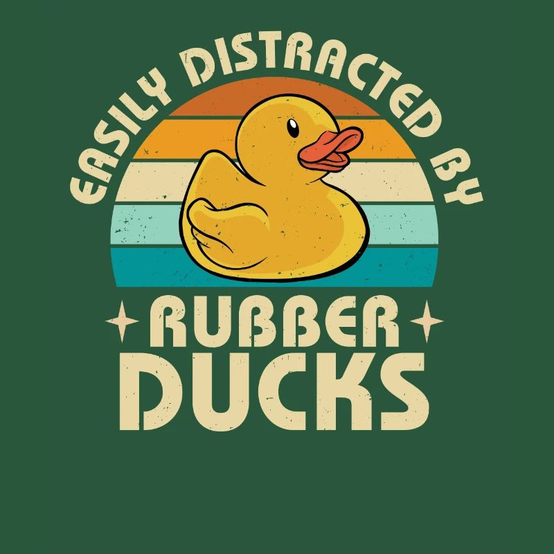 Retro Easily Distracted By Rubber Ducks Duckling V
