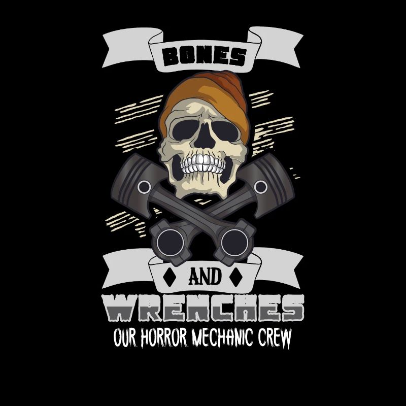 Skeleton Mechanic Horror Garage Funny Bones Spooky