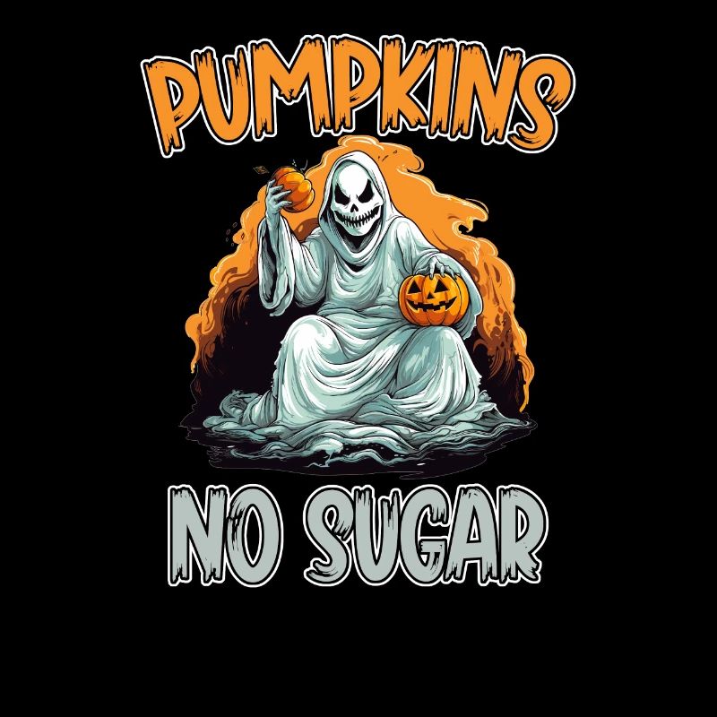 Halloween Ghost and Pumpkins Pumpkins No Sugar for