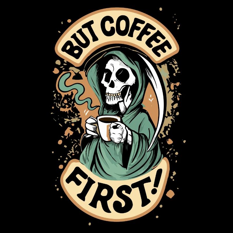 Grim Reaper, Skull But Coffee First Coffee