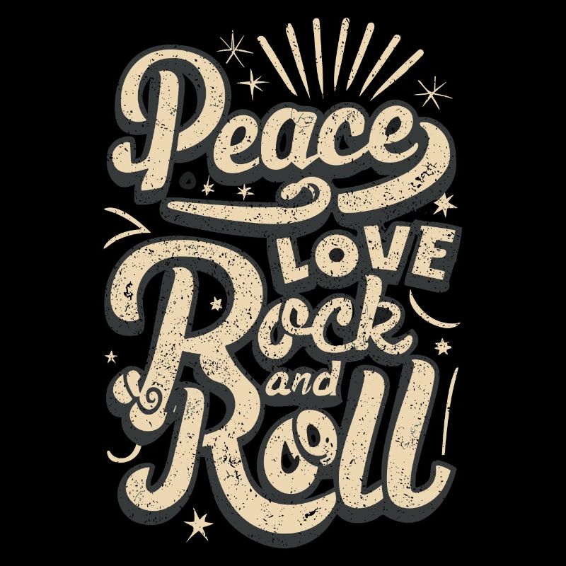 Peace Love Rock And Roll Déclaration Devise
