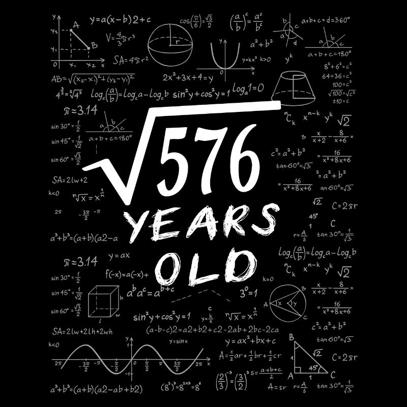 24e Anniversaire 24 ans Racine carrée de 576 math