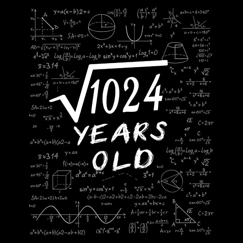 32e Anniversaire 32 ans Racine carrée de 1024 math