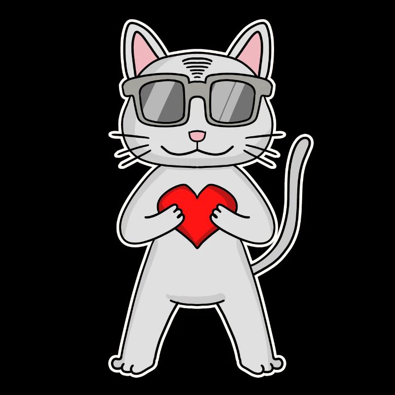 Chat avec coeur et lunettes - Devon Rex