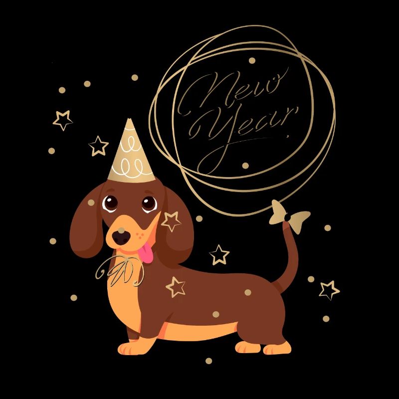 Neujahrsdackel, Dackel, Happy New Year, Silvester