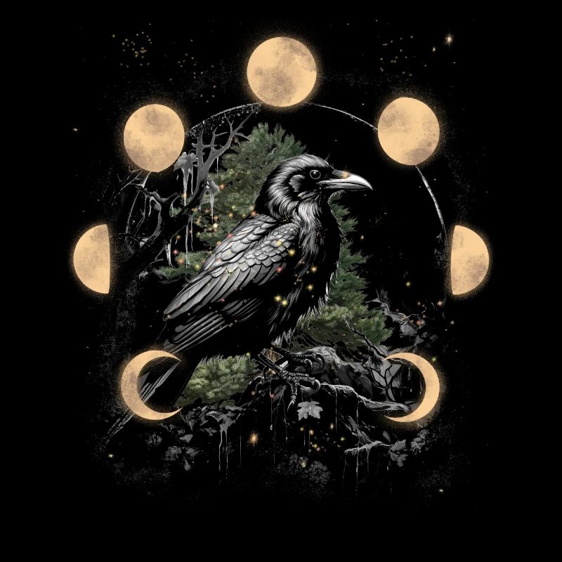 Dark Raven Crow Magic Moon Horror Halloween