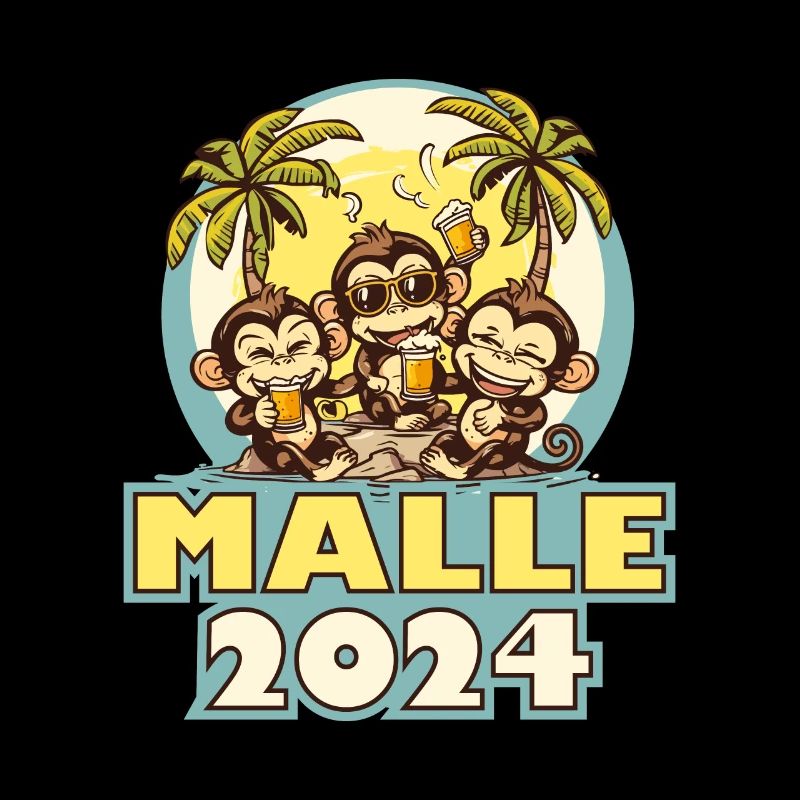 Malle 2024 Mallorca Spruch Affe Bier