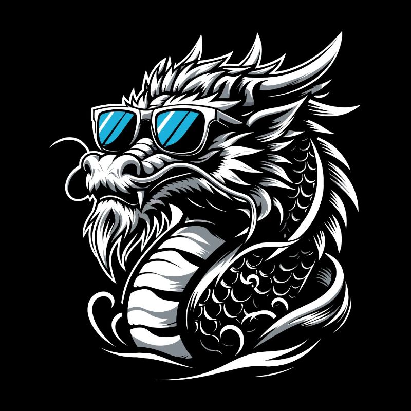 Cooler chinesischer Drache mit Sonnenbrille