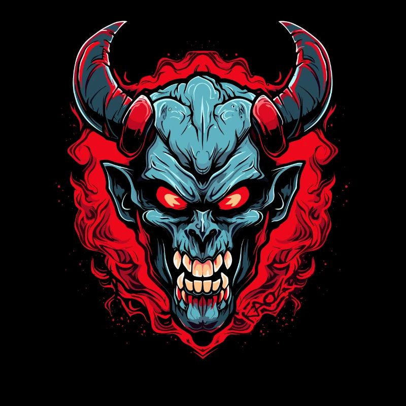 Mittelalterliche Flammen und Teufel oder Dämon